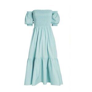 INTERMIX Aubrey Smocked Poplin Midi Dress